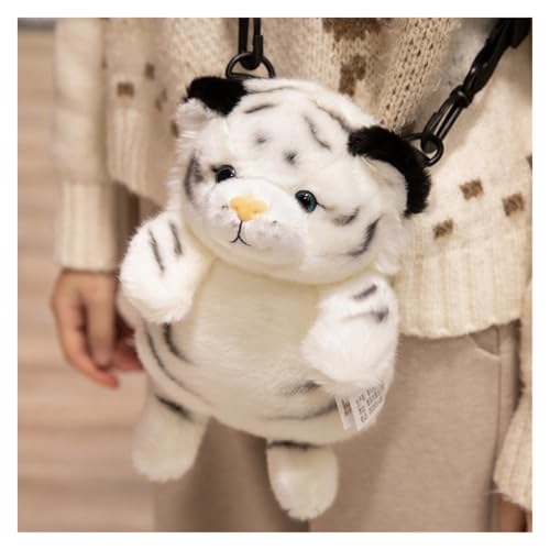 KUKUShining Tiger Rucksack Plüsch, Kuschelig Weiche Stofftiere Puppen Tiger Panda Rucksäcke Puppen Plüschtier Geschenk Für Kinder(White) von KUKUShining