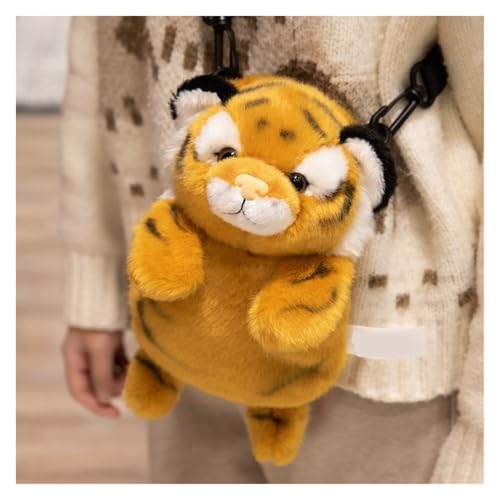KUKUShining Tiger Rucksack Plüsch, Kuschelig Weiche Stofftiere Puppen Tiger Panda Rucksäcke Puppen Plüschtier Geschenk Für Kinder(Yellow) von KUKUShining