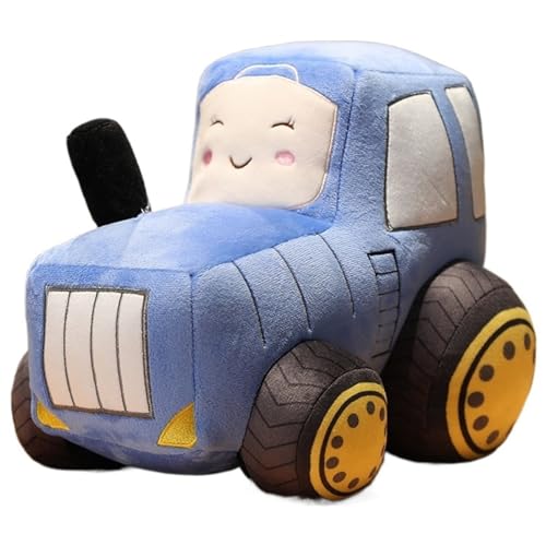 KUKUShining Traktor Plüsch, Weiches Plüschkissen Niedliches Gefülltes Auto Kissen Simulations Bauernhof Fahrzeug Plüschtier Spielzeug Für Kinder(Blue,30cm/11.8in) von KUKUShining