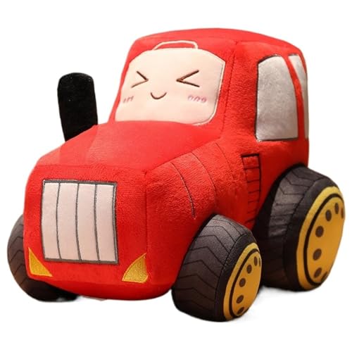KUKUShining Traktor Plüsch, Weiches Plüschkissen Niedliches Gefülltes Auto Kissen Simulations Bauernhof Fahrzeug Plüschtier Spielzeug Für Kinder(Red,30cm/11.8in) von KUKUShining