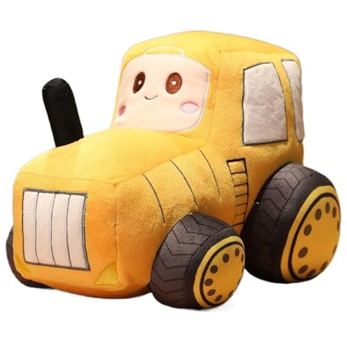 KUKUShining Traktor Plüsch, Weiches Plüschkissen Niedliches Gefülltes Auto Kissen Simulations Bauernhof Fahrzeug Plüschtier Spielzeug Für Kinder(Yellow,30cm/11.8in) von KUKUShining