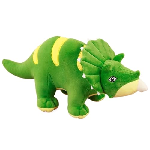 KUKUShining Triceratops Plüschtier, Kuschelig Weiches Stofftier Dinosaurier Plüschtier Dekokissen Geschenk Für Kinder Jungen Mädchen(Green) von KUKUShining