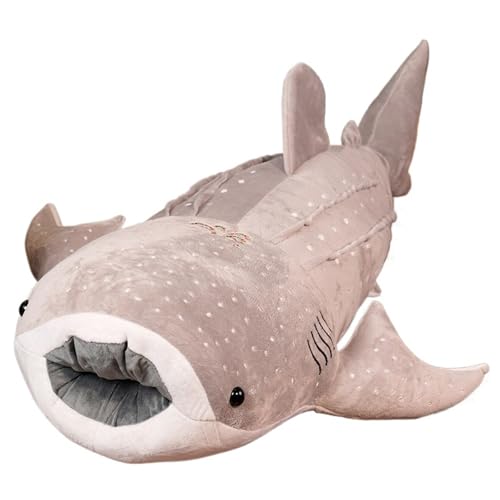 KUKUShining Wal Plüschtier, Kuscheltier Weiches Kuscheliges Stofftier Hai Dekokissen Plüsch Kissen Große Fisch Puppe Meerestiere Spielzeug Für Kinder(Gray,75cm/29.5in) von KUKUShining