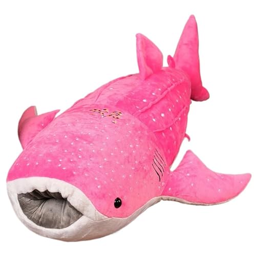 KUKUShining Wal Plüschtier, Kuscheltier Weiches Kuscheliges Stofftier Hai Dekokissen Plüsch Kissen Große Fisch Puppe Meerestiere Spielzeug Für Kinder(Pink,100cm/39.4in) von KUKUShining