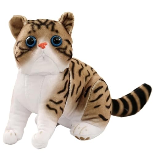 KUKUShining Weiches Katzen Plüschtier, Süßes Kuscheltier Kawaii Kätzchen Kissenpuppe for Spielen Kuscheln Schlafen Jungen Und Mädchen(Brown) von KUKUShining