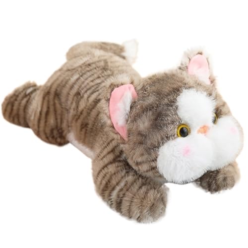 KUKUShining Weiches Katzen Plüschtier, Süßes Plüsch Simulationskatzkissen Puppe Beruhigendes Umarmen Schlafen for Geburtstagsgeschenke(Brown,60cm/23.6in) von KUKUShining