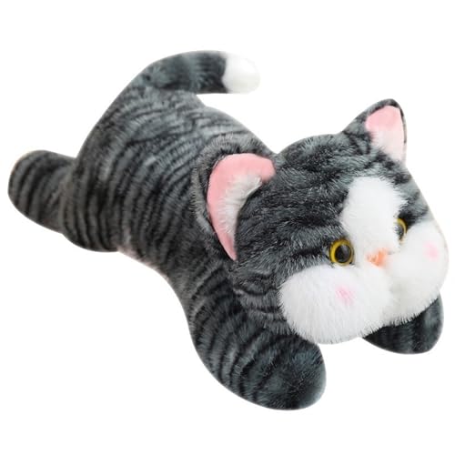 KUKUShining Weiches Katzen Plüschtier, Süßes Plüsch Simulationskatzkissen Puppe Beruhigendes Umarmen Schlafen for Geburtstagsgeschenke(Gray,60cm/23.6in) von KUKUShining