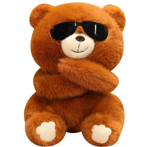 KUKUShining Weiches Teddybär Plüschtier, Süß Mit Sonnenbrille Stofftierpuppe Plüschkissen Bären Als Geschenk for Die Freundin(45cm/17.71in) von KUKUShining