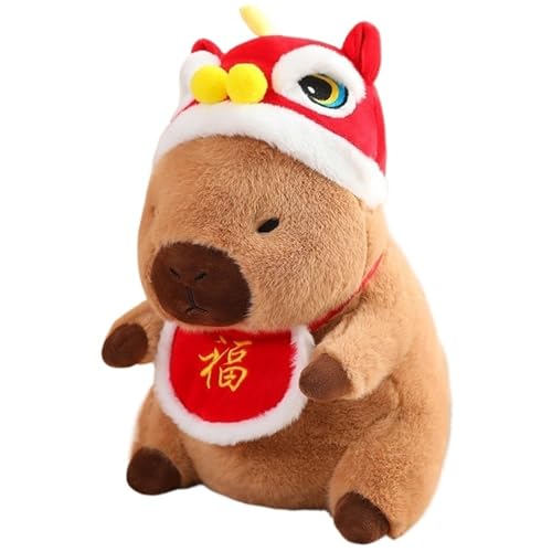 KUKUShining Weihnachts Capybara Plüschtier, Süße Stofftier Puppe Mit Hut Flauschiges Capybara Plüschtier Spielzeug for Die Zimmerparty Dekoration(Blessing,30cm/11.8in) von KUKUShining