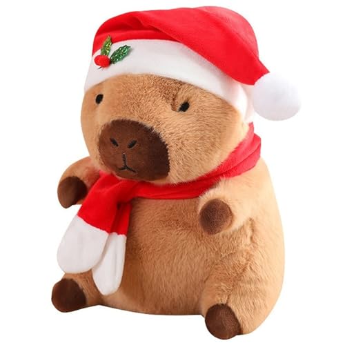 KUKUShining Weihnachts Capybara Plüschtier, Süße Stofftier Puppe Mit Hut Flauschiges Capybara Plüschtier Spielzeug for Die Zimmerparty Dekoration(Christmas,20cm/7.8in) von KUKUShining