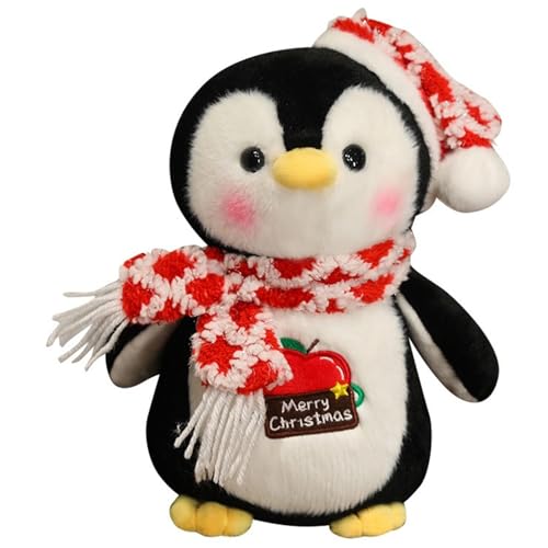 KUKUShining Weihnachts Pinguin Plüschtier, Kuscheliges Stofftier Puppenkissen Mit Schalmütze Pinguine Plüschspielzeug for Kuscheln Spielen(Red,45cm/17.7in) von KUKUShining