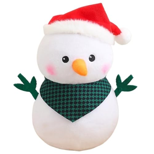 KUKUShining Weihnachts Schneemann Plüschtier, Süße Stofftier Puppe Mit Weihnachtsmann Mütze Schal Weihnachts Wurfkissen Plüschtier(Green) von KUKUShining