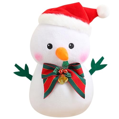 KUKUShining Weihnachts Schneemann Plüschtier, Süße Stofftier Puppe Mit Weihnachtsmann Mütze Schal Weihnachts Wurfkissen Plüschtier(Orange) von KUKUShining