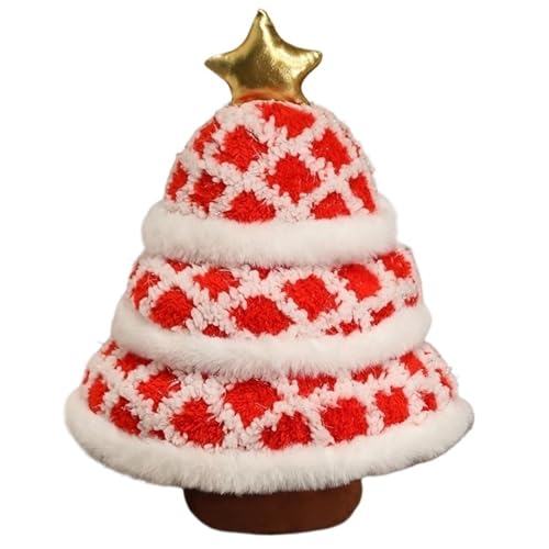 KUKUShining Weihnachtsbaum Plüschtier, Cartoon Plüsch Puppe Mit Stern Wurfkissen Kuschelig Weiches Plüschspielzeug Für Die Partyraumdekoration(Red) von KUKUShining