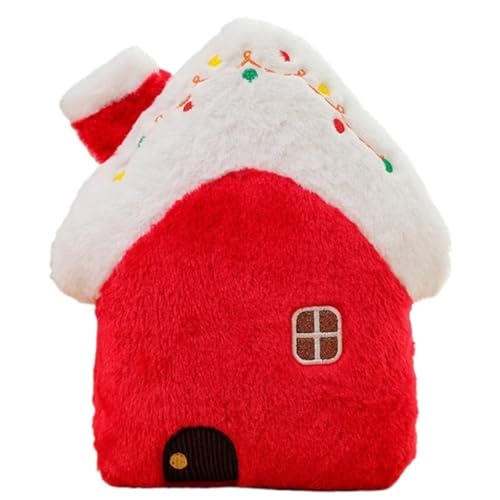 KUKUShining Weihnachtsmann Plüschtier, Süßes Rehkitz Stofftier Schneemann Puppe Weihnachtsbaum Rotes Haus Plüschtiere (Red House) von KUKUShining