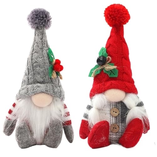 KUKUShining Weihnachtswichtel Plüschtier, Weiche Stofftierpuppe Mit Langen Bärten Süße Plüschtiere for Mädchen Und Jungen Geschenk(2pcs) von KUKUShining