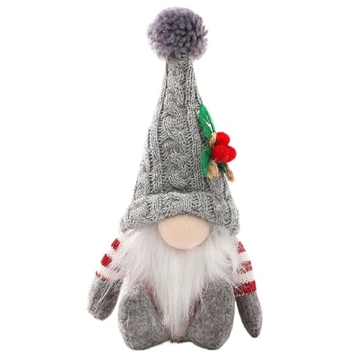 KUKUShining Weihnachtswichtel Plüschtier, Weiche Stofftierpuppe Mit Langen Bärten Süße Plüschtiere for Mädchen Und Jungen Geschenk(Gray) von KUKUShining