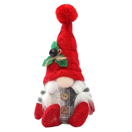 KUKUShining Weihnachtswichtel Plüschtier, Weiche Stofftierpuppe Mit Langen Bärten Süße Plüschtiere for Mädchen Und Jungen Geschenk(Red) von KUKUShining