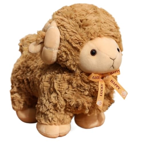 KUKUShining Ziegen Plüschtier, Süßes Fettes Lamm Stofftierpuppen Weiche Flauschige Schafplüschtiere for Kinder Geschenke Geburtstag(Brown) von KUKUShining