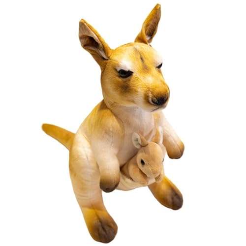 Känguru Plüschtier, Weiche Süße Stofftier Puppe Mit Abnehmbarem Flauschigem Kinder Känguru Plüschtier for Kuscheln(Brown) von KUKUShining
