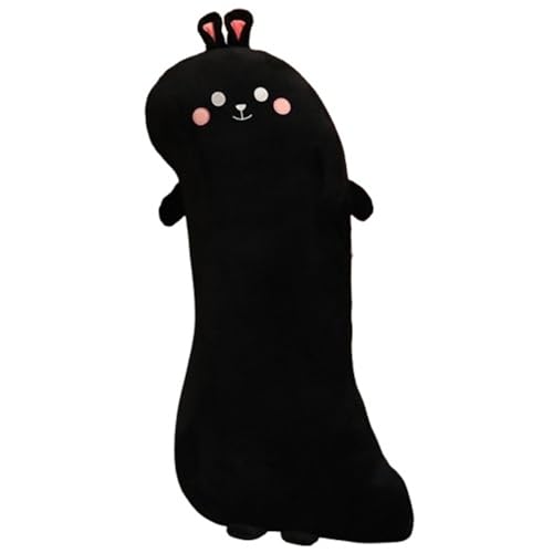 Kaninchen Plüsch Kissen, Weiches Kuscheltier Langes Schlafkissen Süßes Stofftier Puppe Gefüllte Hase Plüschtier Spielzeug Dekokissen(Black) von KUKUShining