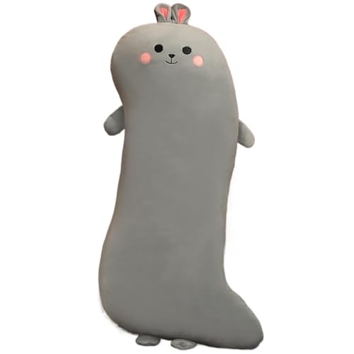 Kaninchen Plüsch Kissen, Weiches Kuscheltier Langes Schlafkissen Süßes Stofftier Puppe Gefüllte Hase Plüschtier Spielzeug Dekokissen(Gray) von KUKUShining