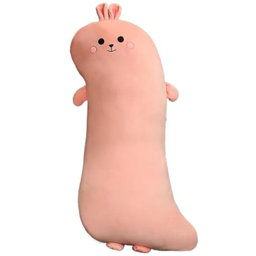 Kaninchen Plüsch Kissen, Weiches Kuscheltier Langes Schlafkissen Süßes Stofftier Puppe Gefüllte Hase Plüschtier Spielzeug Dekokissen(Pink) von KUKUShining