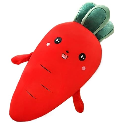 Karotte Plüschtier, Weiches Kuscheltier Kuschelkissen Süße Karotten Plüsch Spielzeug Lustige Plüschkarotte Essen Puppe(Red,50cm/19.7in) von KUKUShining
