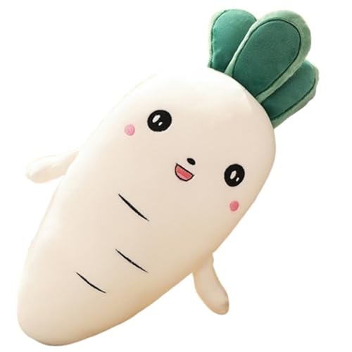 Karotte Plüschtier, Weiches Kuscheltier Kuschelkissen Süße Karotten Plüsch Spielzeug Lustige Plüschkarotte Essen Puppe(White,50cm/19.7in) von KUKUShining