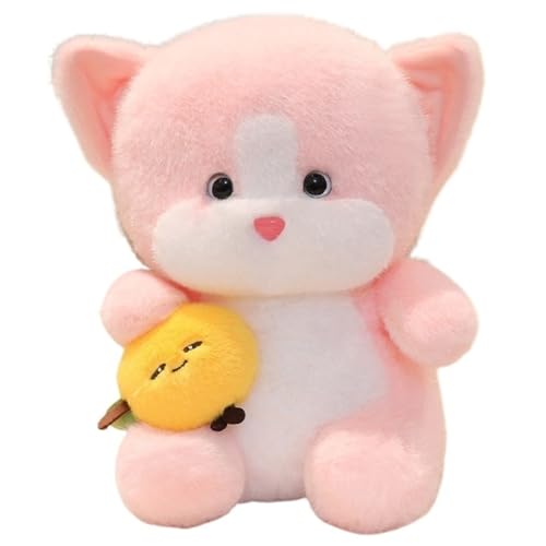 Katze Kuscheltier, Süßes Stofftier Plüschtier Zitrone Kätzchen Kuschelkissen Puppe Plüsch Kissen Für Kinder Freundinnen(Pink,45cm/17.7in) von KUKUShining