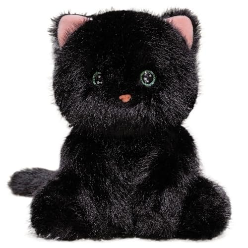 Katze Kuscheltier, Weiches Plüschtier Kuscheliges Stofftier Kätzchen Plüsch Spielzeug Cartoon Kissen Zum Umarmen Entspannen Für Kinder(Black) von KUKUShining