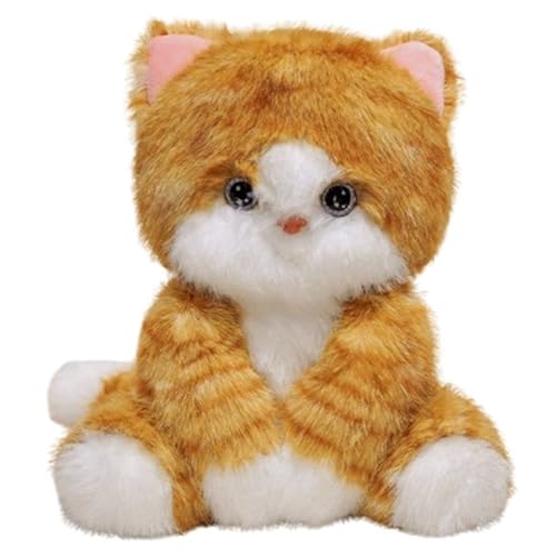 Katze Kuscheltier, Weiches Plüschtier Kuscheliges Stofftier Kätzchen Plüsch Spielzeug Cartoon Kissen Zum Umarmen Entspannen Für Kinder(Gold) von KUKUShining
