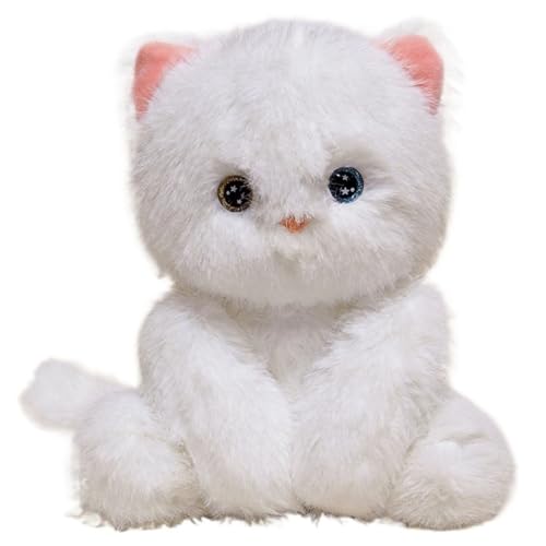 Katze Kuscheltier, Weiches Plüschtier Kuscheliges Stofftier Kätzchen Plüsch Spielzeug Cartoon Kissen Zum Umarmen Entspannen Für Kinder(White) von KUKUShining