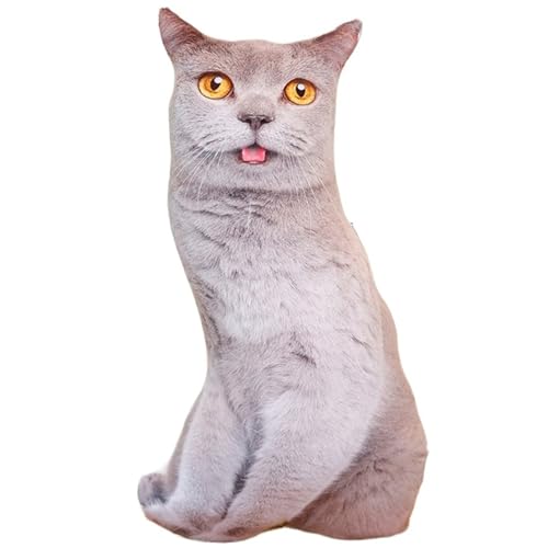 Katze Kuscheltier, Weiches Stofftier Zierkissen Plüschtier Süße Dekokissen Kopfkissen Kätzchen Plüsch Spielzeug Für Kinder(Bluecat) von KUKUShining