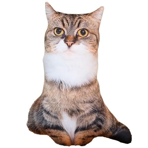 Katze Kuscheltier, Weiches Stofftier Zierkissen Plüschtier Süße Dekokissen Kopfkissen Kätzchen Plüsch Spielzeug Für Kinder(Tabbycat) von KUKUShining