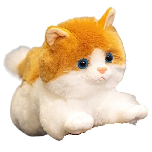 Katze Plüsch, Kawaii Stofftier Kätzchen Kuscheltier Puppe Kuschelweiches Plüschkissen Plüschtier Für Kinder Erwachsene(Orange) von KUKUShining