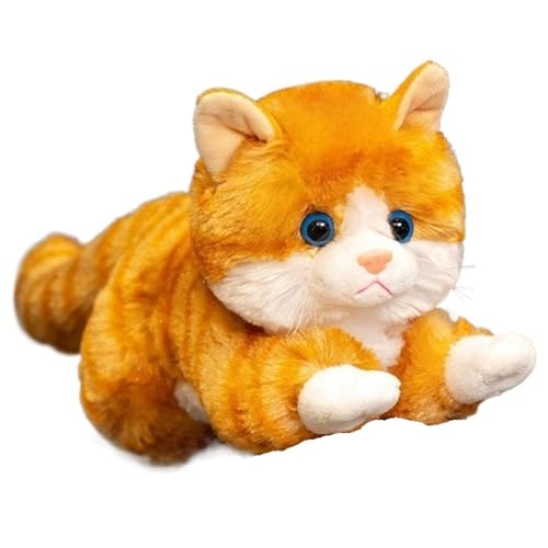 Katze Plüsch, Kawaii Stofftier Kätzchen Kuscheltier Puppe Kuschelweiches Plüschkissen Plüschtier Für Kinder Erwachsene(Yellow) von KUKUShining