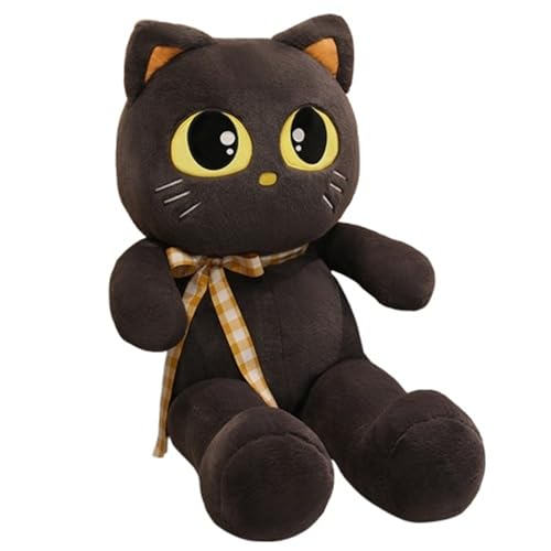 Katze Plüschtier, Süßes Kätzchen Stofftier Plüschkissen Mit Schleife Schal Puppe Kuscheltier Weiches Plüsch Spielzeug Zur Raumdekoration(Gray,80cm/31.5in) von KUKUShining