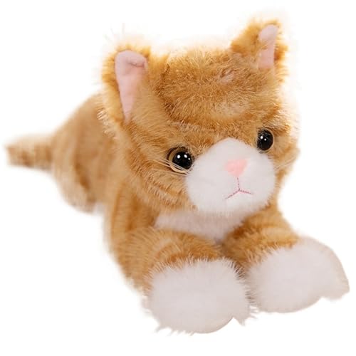 Katze Plüschtier, Weiches Kuscheltier Süßes Kuschelkatze Stofftier Puppe Katzen Plüsch Spielzeug Umarmungskissen Für Kinder(Orange,40cm/15.75in) von KUKUShining