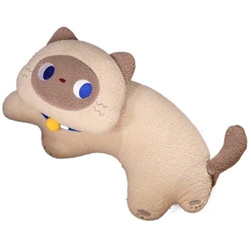 Katzen Plüschkissen, Weiches Stofftier Kätzchen Süße Puppe Plüschtier Kuscheliges Spielzeug for Kinder Und Erwachsene Komfort(Brown) von KUKUShining