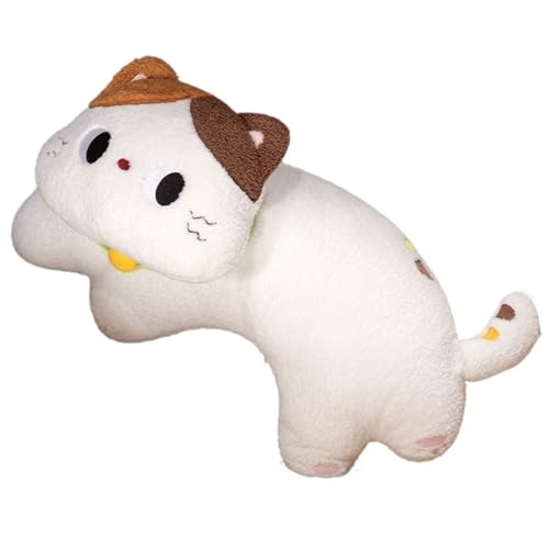 Katzen Plüschkissen, Weiches Stofftier Kätzchen Süße Puppe Plüschtier Kuscheliges Spielzeug for Kinder Und Erwachsene Komfort(White) von KUKUShining