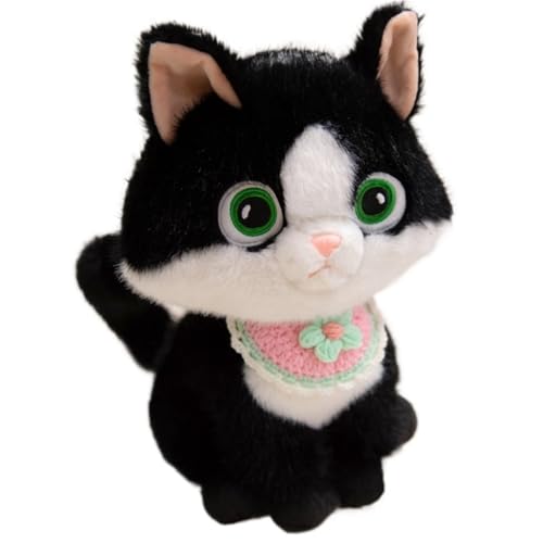Katzen Plüschtier, Süße Matschige Stofftierpuppen Lustig Mit Lätzchen Weiches Kuscheliges Plüschtier for Kindergeburtstagsgeschenke(Green,45cm/17.7in) von KUKUShining