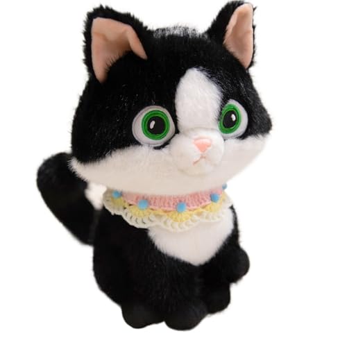 Katzen Plüschtier, Süße Matschige Stofftierpuppen Lustig Mit Lätzchen Weiches Kuscheliges Plüschtier for Kindergeburtstagsgeschenke(Pink,35cm/13.8in) von KUKUShining