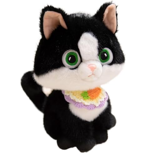 Katzen Plüschtier, Süße Matschige Stofftierpuppen Lustig Mit Lätzchen Weiches Kuscheliges Plüschtier for Kindergeburtstagsgeschenke(Purple,45cm/17.7in) von KUKUShining