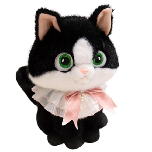 Katzen Plüschtier, Süße Matschige Stofftierpuppen Lustig Mit Lätzchen Weiches Kuscheliges Plüschtier for Kindergeburtstagsgeschenke(White,45cm/17.7in) von KUKUShining