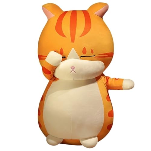 Katzen Plüschtier, Süßes Stofftier Kätzchen Puppe Weiches Plüschtier Kuscheliges Kissen Spielzeug for Kinder Und Erwachsene(Orange,60cm/23.9in) von KUKUShining