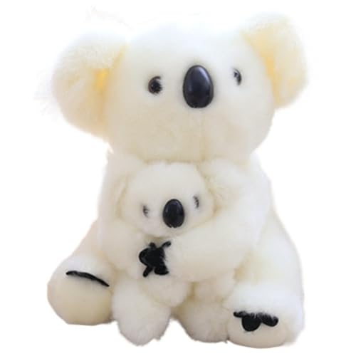 KUKUShining Koala Plüsch, Weiche Kuschelige Stofftiere Puppen Mutter Mit Baby Koalabär Plüschtier for Erwachsene Kinder Geburtstagsgeschenk(White) von KUKUShining