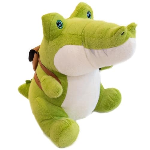 Krokodil Plüschtier, Weiches Kuscheliges Stofftier Mit Rucksack Puppe Realistisches Plüsch Spielzeug Geschenk for Kinder(Green,30cm/11.8in) von KUKUShining