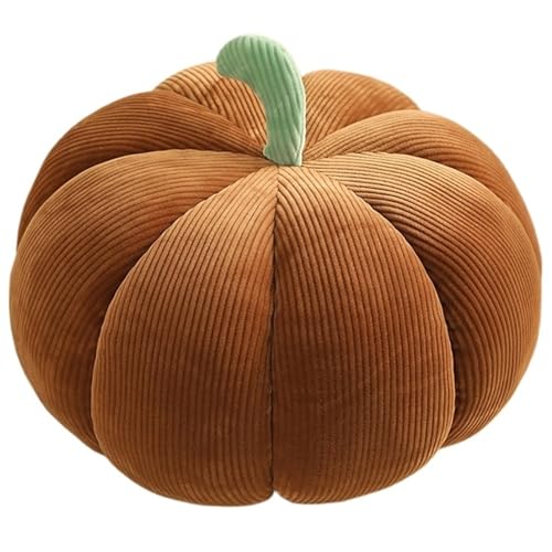 Kürbis Kissen, Weiches Plüschtier Halloween Kopfkissen Stofftier Dekokissen Flauschiges Süßes Plüsch Spielzeug Für Festliche Dekoration(Brown,35cm/13.8in) von KUKUShining