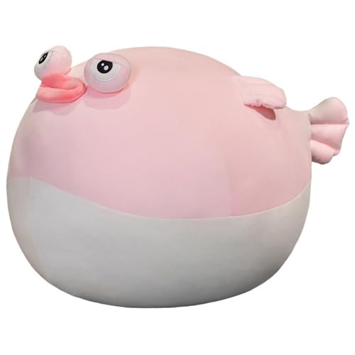 Kugelfisch Kuscheltier, Weiches Plüschtier Sitzkissen Meerestier Puppe Kuscheliges Rundes Kugelfisch Kissen Plüsch Spielzeug Für Kinder(Pink,70cm/27.6in) von KUKUShining
